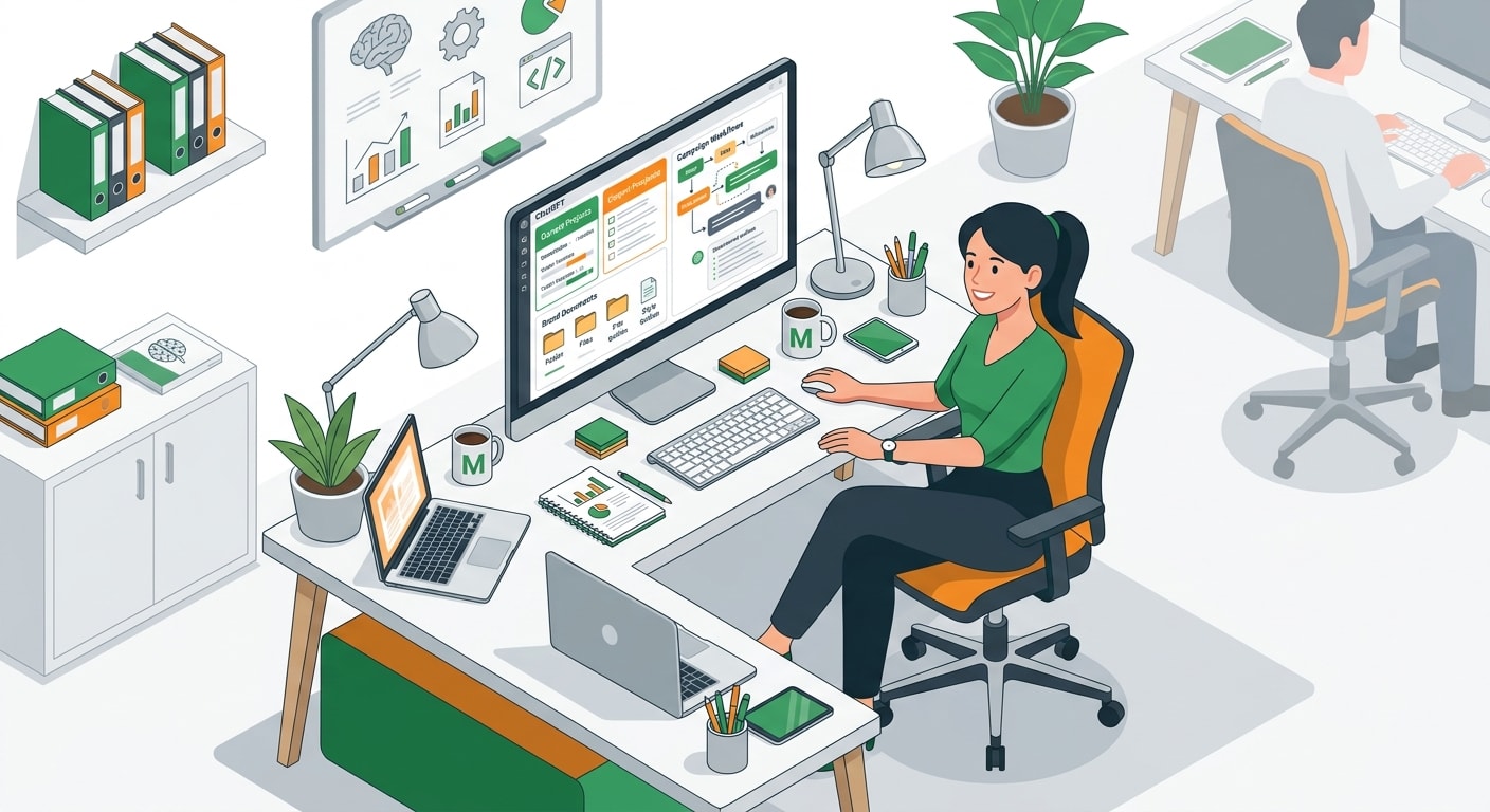Organised marketer with structured ChatGPT projects and workflows