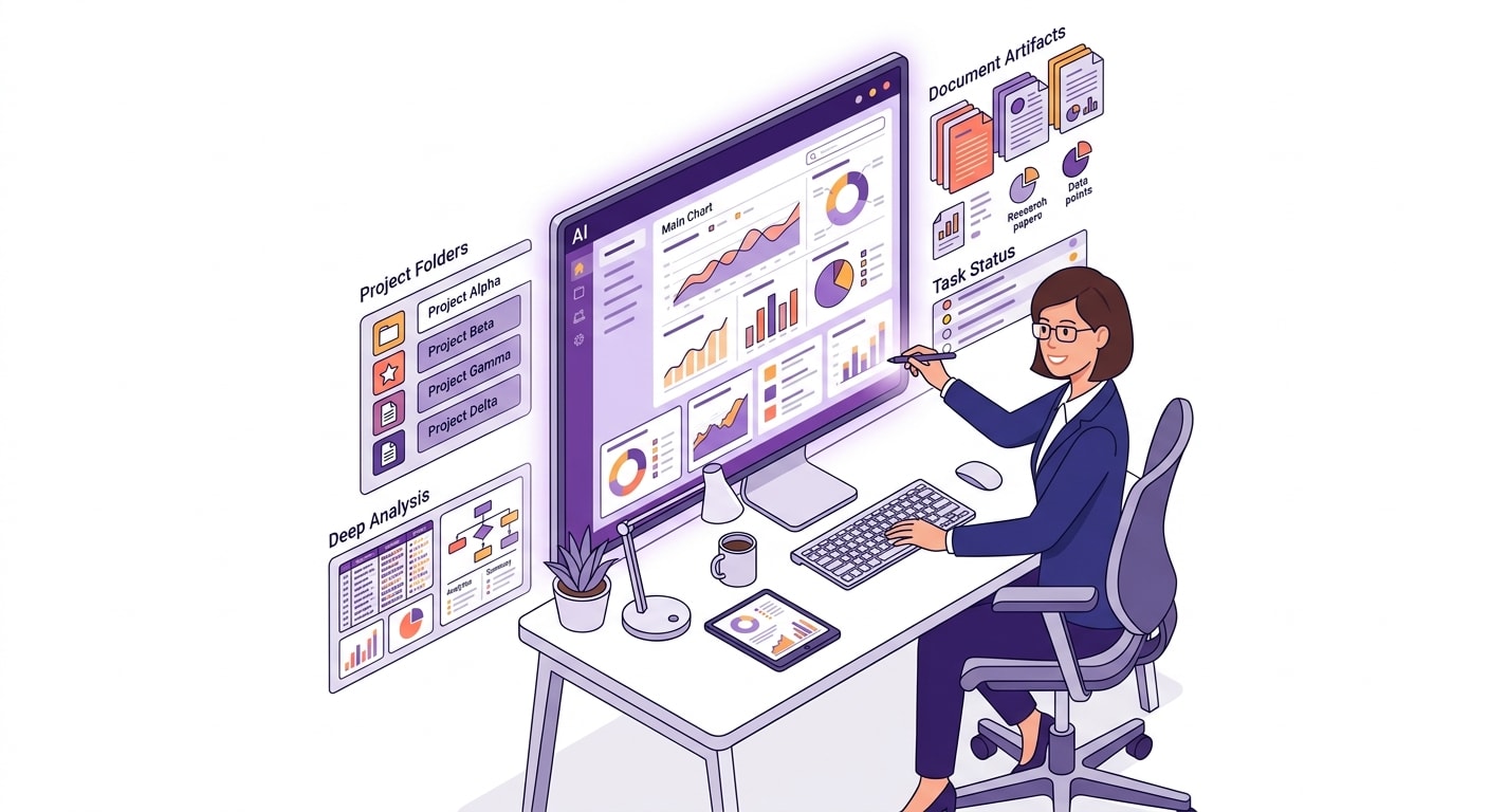 Organised workspace with Claude Projects, Artifacts and structured workflows